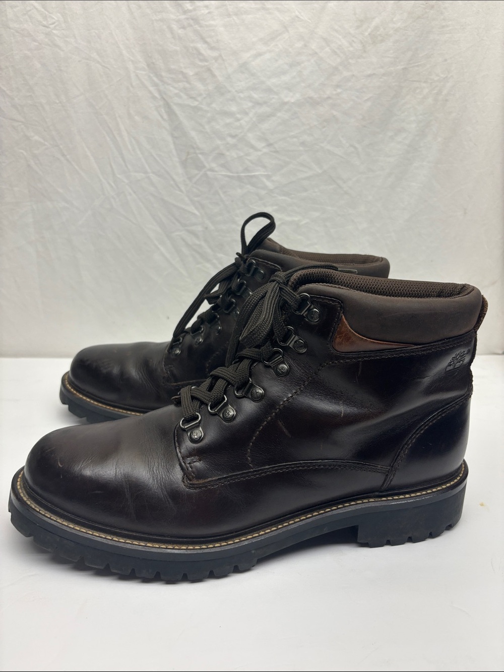 Timberland Men's Dark Brown  Leather Lace-Up Work Boots, SZ 12 M, box 49